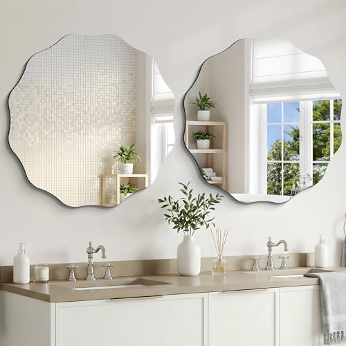 CILIBER Wavy Mirror for Wall, 3mm Tempered Glass Decorative Bathroom Vanity - Image 4