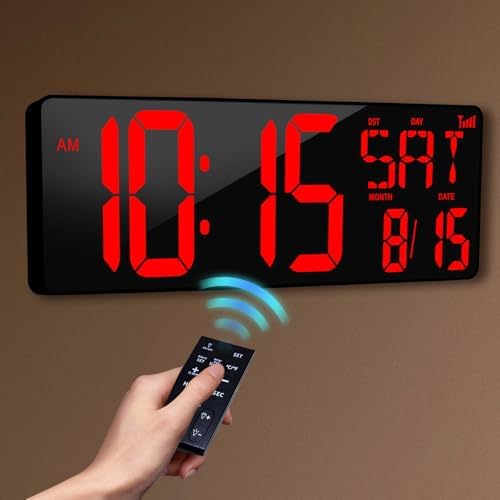 Digital Wall Clock Large Display: 16.5" LED Digital Clock by Unknown