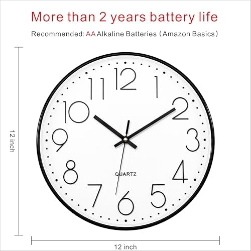 Foxtop 12" Modern Wall Clock Silent Battery Operated Analog Clock - Image 2