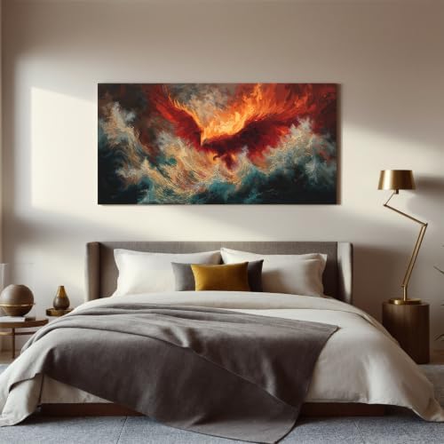Red Fire Phoenix Wall Art Prints 20"x40" Abstract Wall Art - Image 5