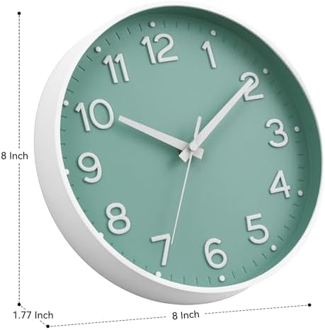 Roymnie 8 Inch Wall Clock, Battery Operated Silent Non Ticking Analog - Image 3