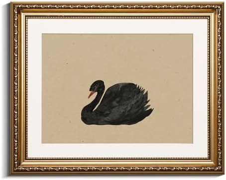 VIYYIEA Vintage Gold Framed Black Swan Canvas Wall Art, 13×16 Inch by VIYYIEAART