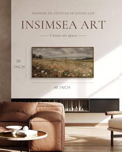 InSimSea Extra Large Framed Vintage Wall Art, Wildflower Field Art - Image 3