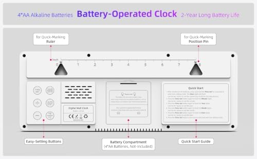 14" Large Digital Wall Clock Battery-Operated - Image 4