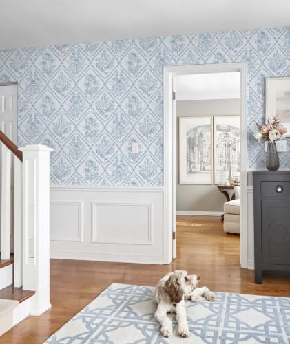 Toduso Peel and Stick Wallpaper Vintage Wall Paper Blue and White Contact Paper - Image 5
