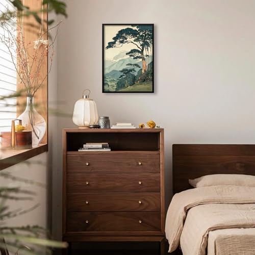 Nature Mountain Landscape Wall Art Vintage Japanese Forest Canvas Poster 12x16 - Image 4