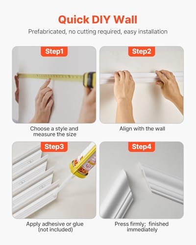 VEVOR Wall Molding 6 Pack, Wainscoting Panels Kit, Lightweight Paintable - Image 6