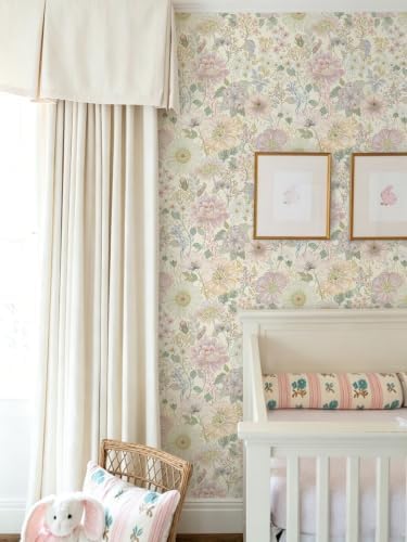 Ismoon Peel and Stick Wallpaper Floral Wallpaper 17.3in x 32.8ft Pink and Green - Image 4