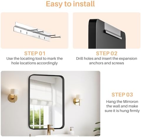 Bathroom Mirror for Wall, 40x30 Inch Rounded Rectangle Mirror, Tempered Glass - Image 6
