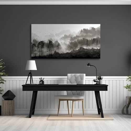 YJYart Landscape Wall Art Black Forest Tree Painting - Image 3