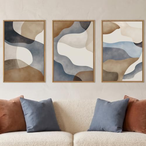 Aryroi Abstract Watercolor Block Framed Canvas Wall Art Set- 16"x24"x3 by Aryroi