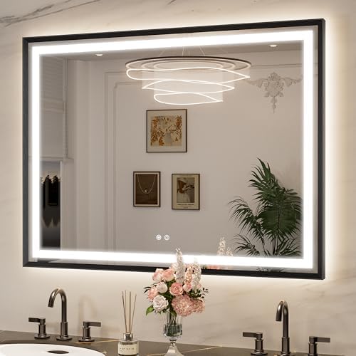 Keonjinn 48x36 Inch Black LED Bathroom Mirror by Keonjinn
