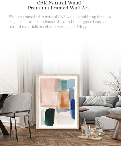 iHery 12x16in Geometric Color Block Framed Abstract Wall Art - Image 5