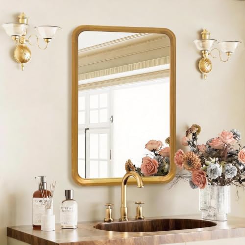 Wood Bathroom Mirror for Wall, Rectangle 20 x 30 Inch Vanity Mirror - Image 3