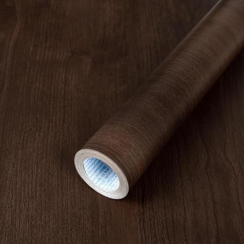Wood Contact Paper Peel and Stick Dark Brown Walnut Wood Grain Wallpaper by Arrost