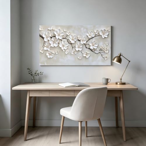 ZDFFDZ Large Minimalist White Flower Plant Canvas Wall Art - Image 5