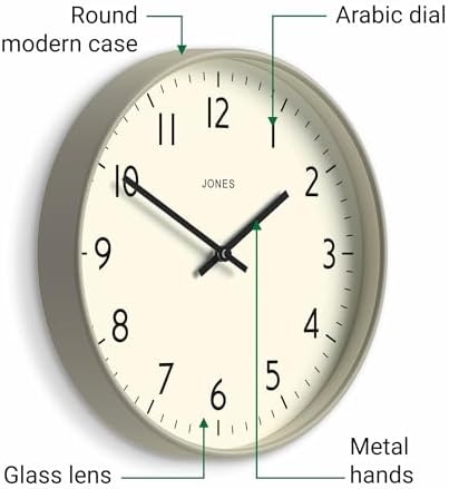 JONES CLOCKS® Studio Clock | Modern Round wall Clock | 12" | Gray | Easy to - Image 5