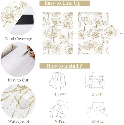 Orainege Peel and Stick Wallpaper Gold and Beige Wallpaper 17.3inx118.1in - Image 5
