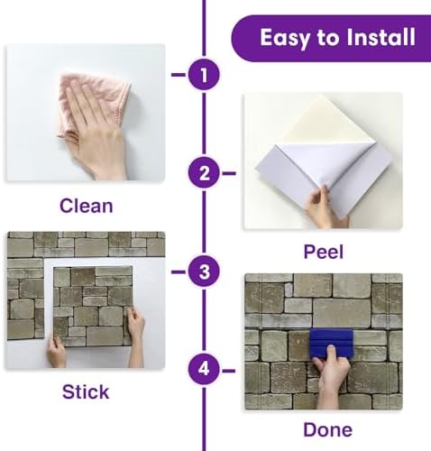 3D Peel and Stick Faux Stone Wall Panels 11.8" x 11.8" 10-Pack - Image 5