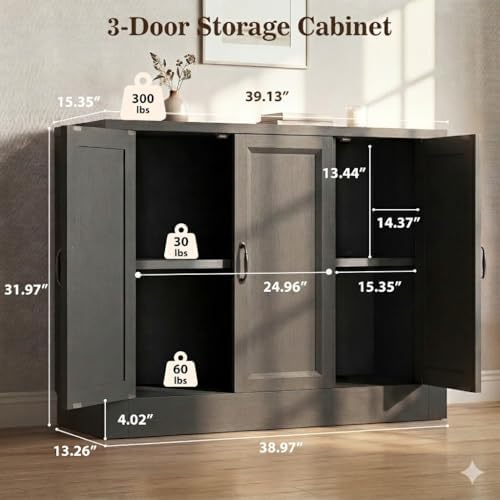 39" Modular Buffet Sideboard Cabinet, Expandable Storage Cabinet System - Image 2