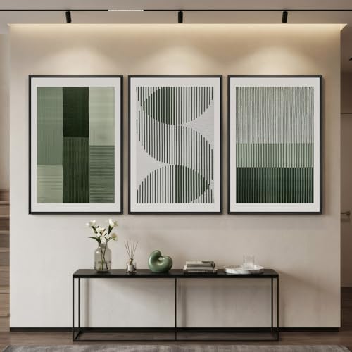 Large Framed Sage Green Abstract Wall Art - Image 3
