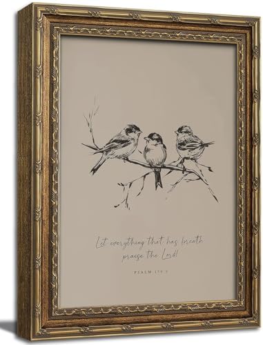 Gold Framed Wall Art Vintage Christian Bible Verse Wall Art Neutral Farmhouse by NirvaerArt