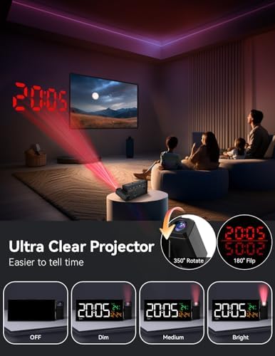 Netzu Projection Clock for Bedroom Ceiling, Alarm Clocks Black - Image 2