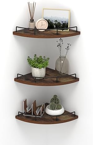 HORLIMER 3 Pack Floating Corner Shelf Wall Mount by HORLIMER