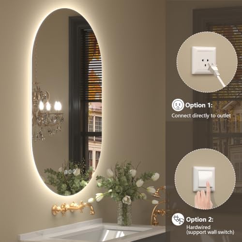 48x30 Inch Oval Backlit LED Bathroom Vanity Mirror - Image 7