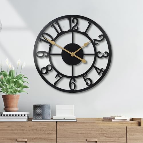 Wall Clock Battery Operated, Silent Non Ticking Modern Rustic Metal Small Clocks by Unknown
