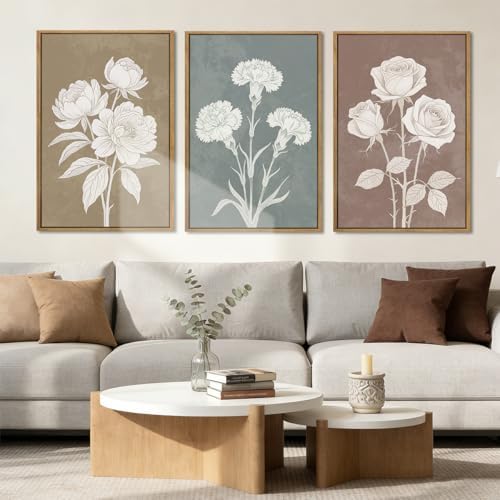 BINCUE Extra Large Neutral Botanical Wall Art Decor Floral Painting Flower Print - Image 3