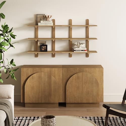 Nathan James Frankie Mid Century 3-Tier Wall Mounted Wood Shelf, Modular Wall - Image 3