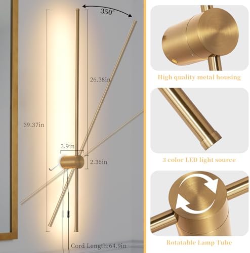 KELUOLY Dimmable Plug in Wall Sconce Set of 2, Adjustable Color Temperature - Image 4