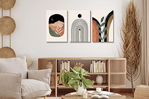 Boho Wall Art Prints Set of 3, Boho Wall Decor, Mid Century Modern Prints Sun - Image 3