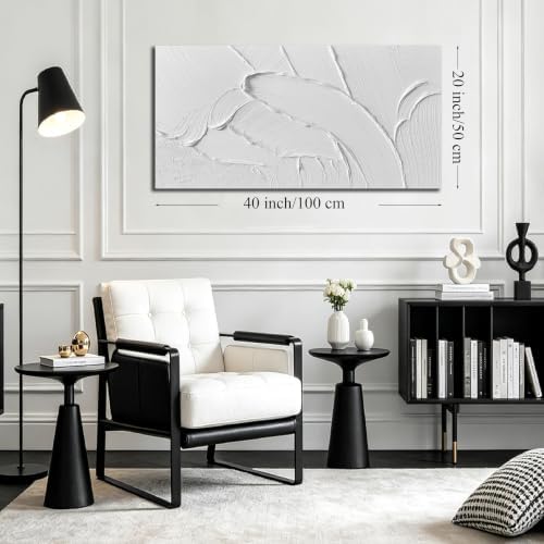 MDHKVPM White Abstract Canvas Painting 3D Textured Wall Art - Image 5