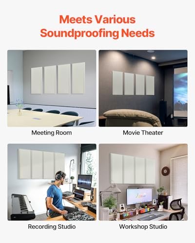 VEVOR 4 PCS Acoustic Panels, 2 inch Thick 23.6 x 11.8 inch Fiberglass Sound - Image 5