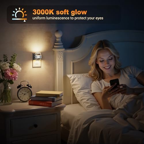 JandCase Night Light Sliver, Bubble Night Lights Plug into Wall Auto - Image 4