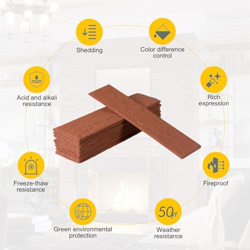 80 Pcs Faux Thin Brick Veneer Wall Tiles, Inorganic Modified Clay, Realistic - Image 4