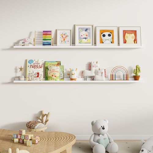 Dreamland Picture Ledge Shelf for Wall, Floating Shelves Set of 2, 72 inch Long - Image 5