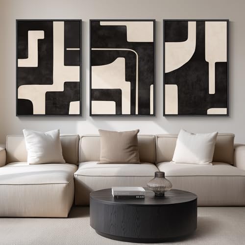 Large Framed Neutral Abstract Canvas Wall Art by Cuspin