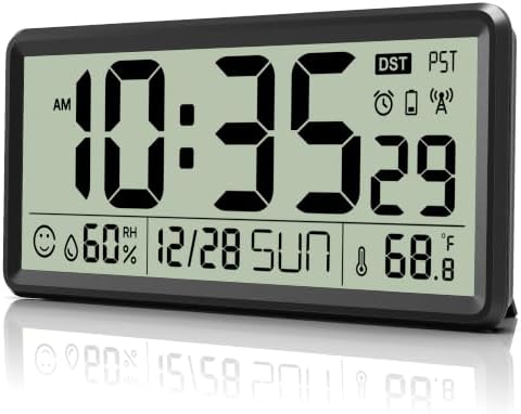 EASYERA 15'' Large Digital Atomic Wall Clock Battery Operated, Auto DST by EASYERA