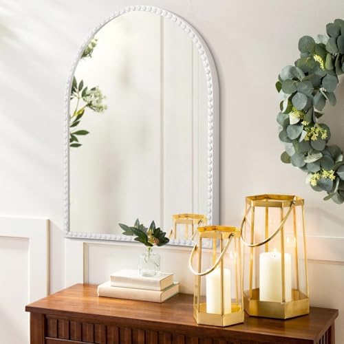 Arched Mirror for Wall, with Beaded Framed Metal Accent Wall Mirrors Decorative - Image 4