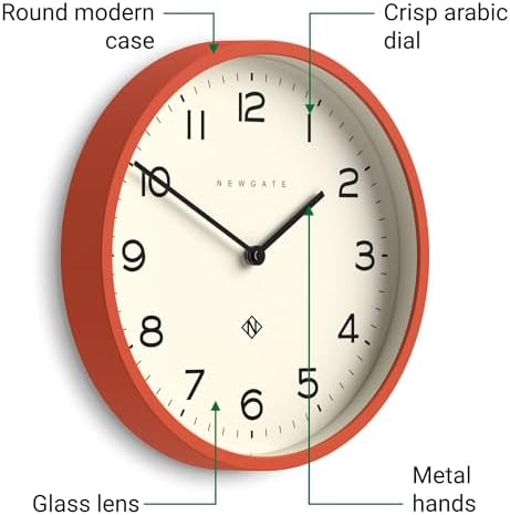 NEWGATE® Number Four Echo wall Clock | Modern Round Clock | 12" | Orange | Easy - Image 5