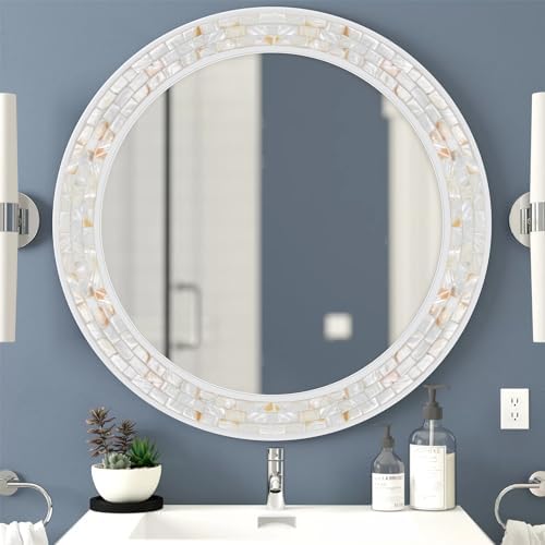 30 Inch Round Wall Mirror with White Frame - Image 7