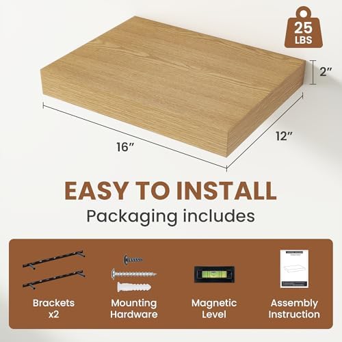 Vivelove Deep Floating Shelves for Wall 16x12” Set of 2 - Image 3