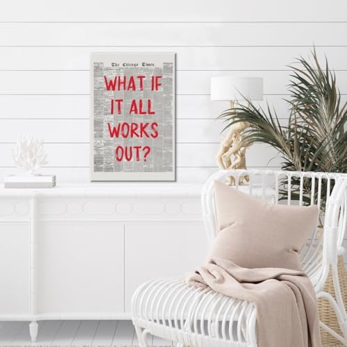 Red Retro Newspaper Wall Art Trendy Inspirational Quote Poster What If It All - Image 4