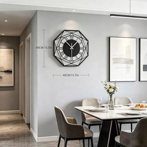 Large Modern Black Metal Decorative Wall Clock - Image 4