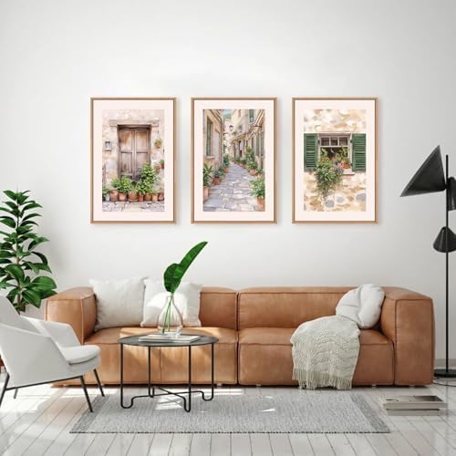 FWIEXA Italy Streets Travel Framed Wall Art Set, Vintage Italian Style - Image 2