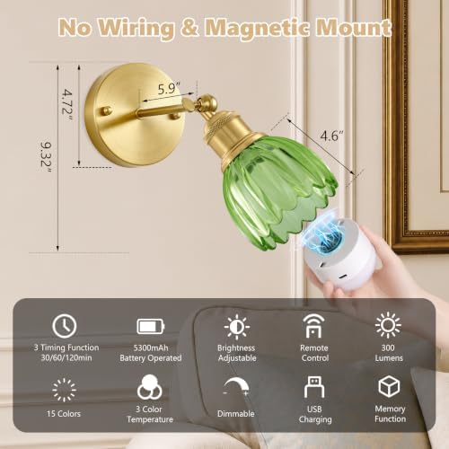 Vintage Battery Operated Wall Sconce - Image 5