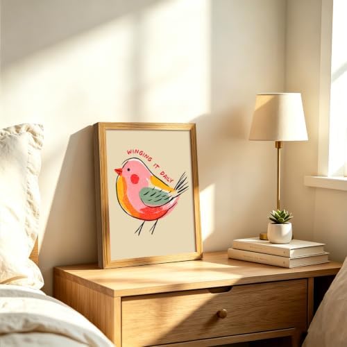 Framed Funny Bird Wall Art Winging It Canvas Picture Boho Wall Decor - Image 2